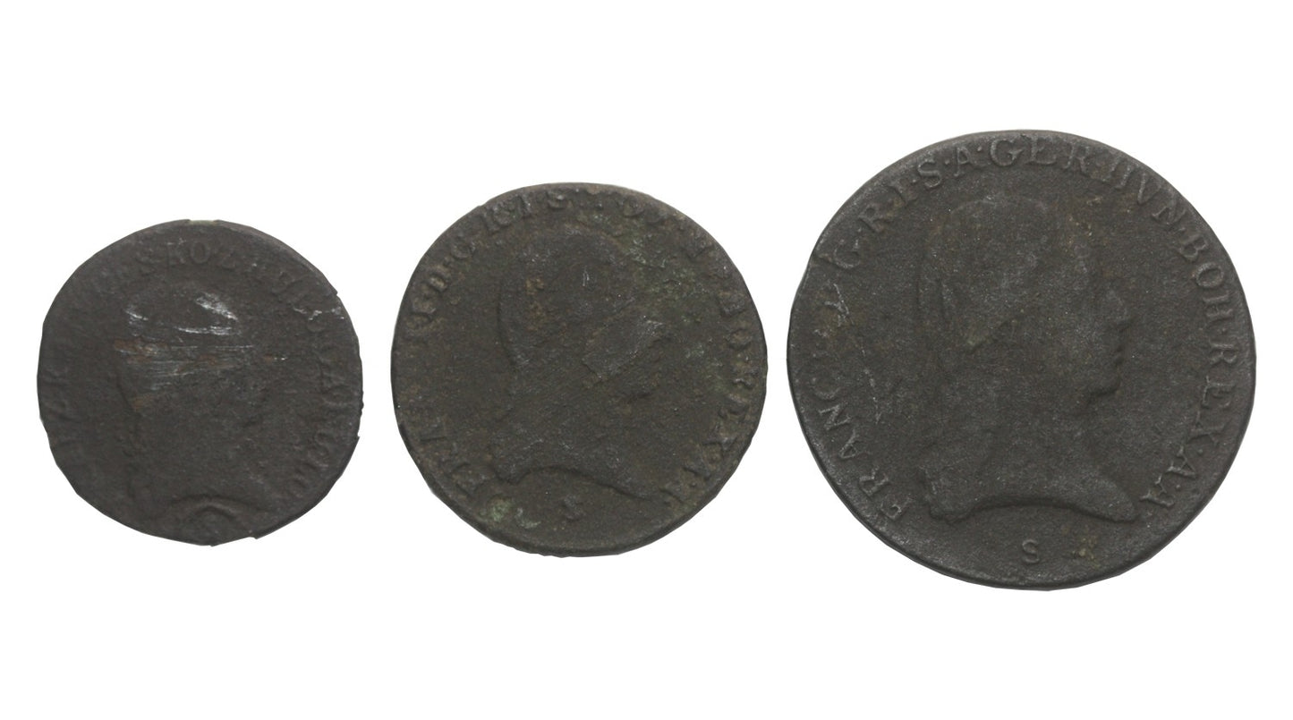 Lot: Austria, 3 krajcary 1800,1 krajcar 1800, 1/2 kracjara 1812