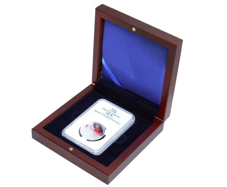 Mahoniowe etui na monetę w slabie (po gradingu)