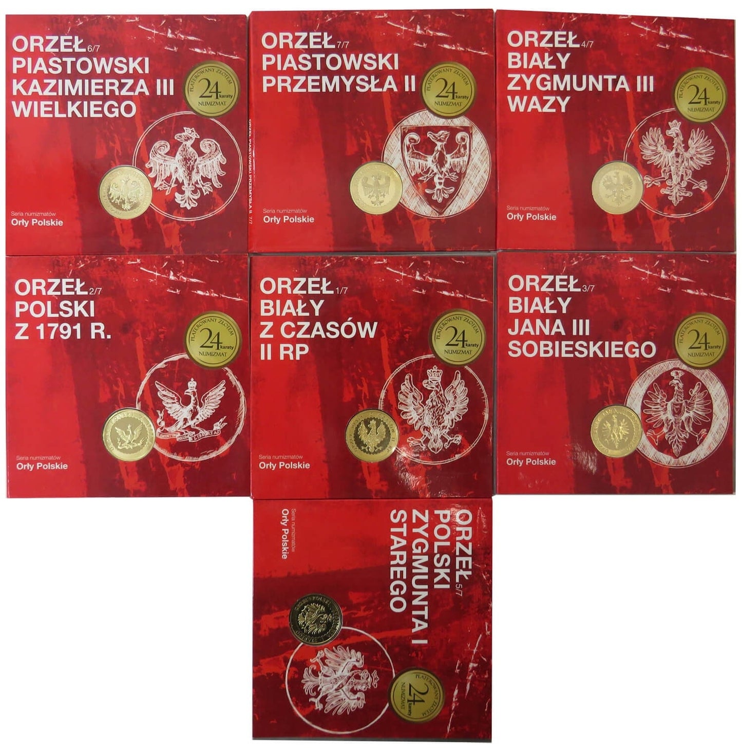 Zestaw 7 medali "Orły Polskie" - każdy inny