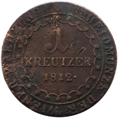 1 krajcar, kreutzer, 1812, znak menniczy B, stan 4