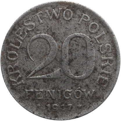 20 Fenigów 1918 FF Królestwo Polskie, Stan 3