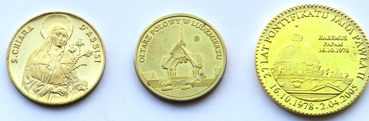 3 medale, Jan Paweł II, św. Franciszek, 2005