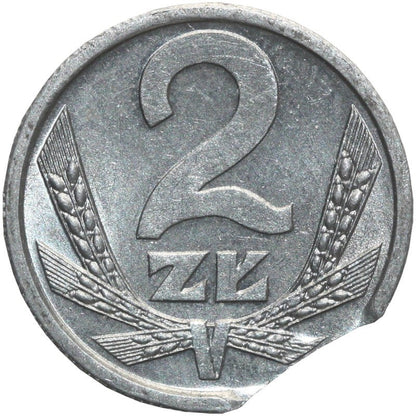 DESTRUKT 2 złote 1989 stan 2, końcówka blachy