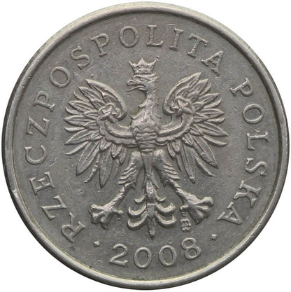 Destrukt, (zanieczyszczony stempel (szpony orła), 20 groszy 2008