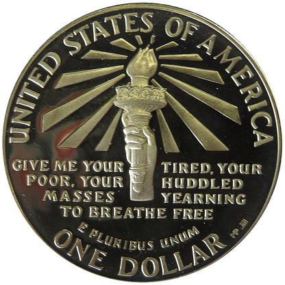 USA 1 dolar, 1986, Ellis Island, stan 1-, certyfikat