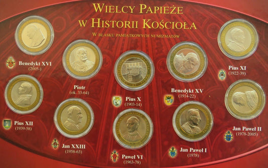 Wielcy Papieże w historii kościoła zestaw 10 medali w etui