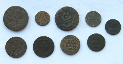 Zestaw monety miedziane Rosja, Austria, Polska, 1666-1903 r.